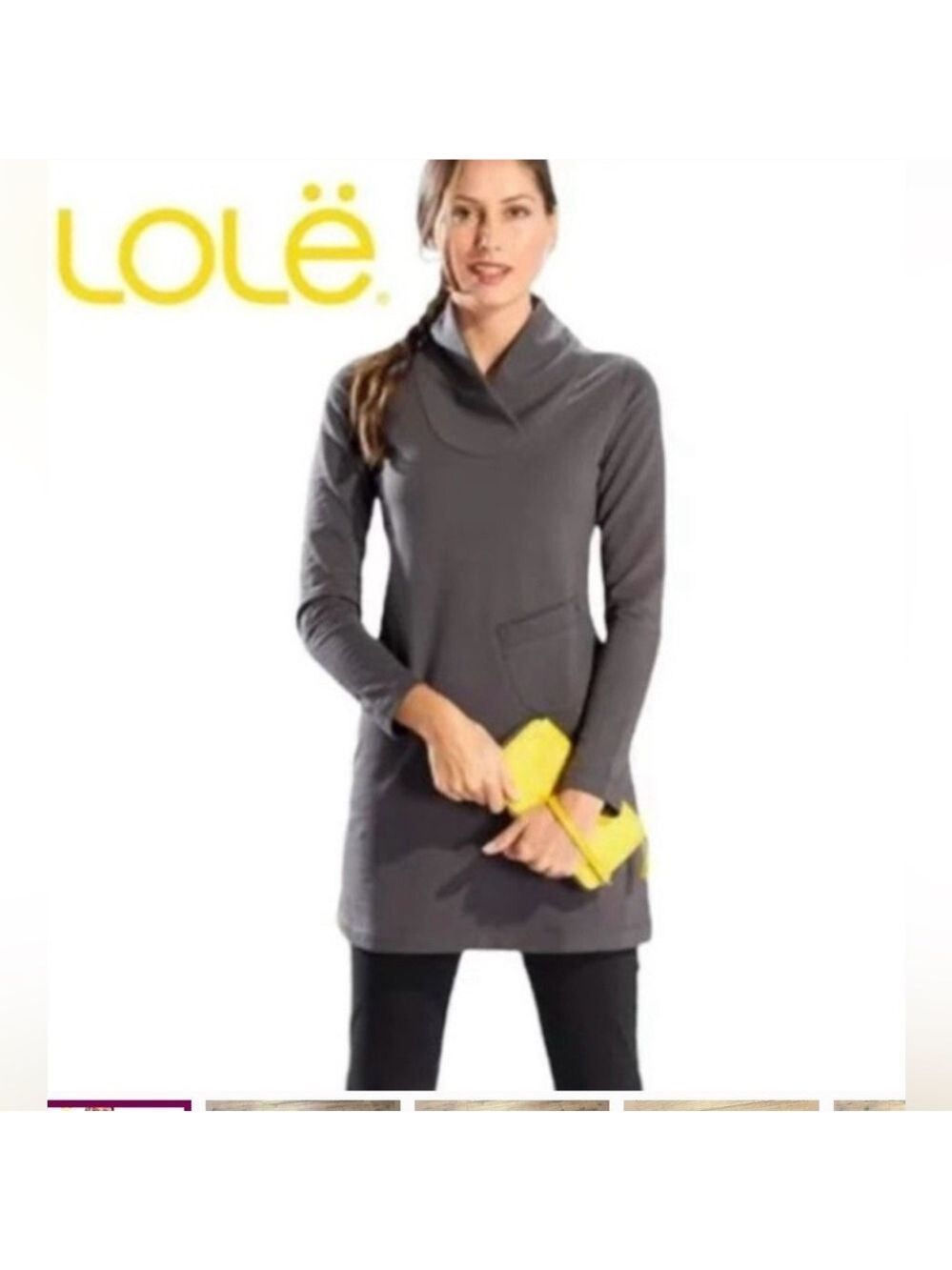 Lole Shawl Collar Dress Tunic Size Brown Long Sleeved Casualcore Comfortable Lg